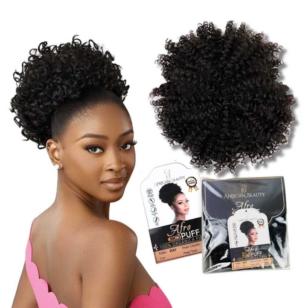 Coque Cabelo Orgânico Aplique Cacheado Afro 30cm