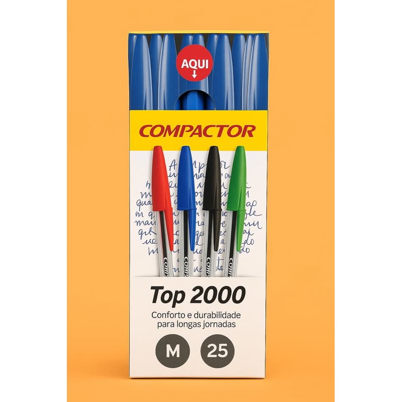 Caneta Compactor Top 2000 azul 25 unidades ponta M