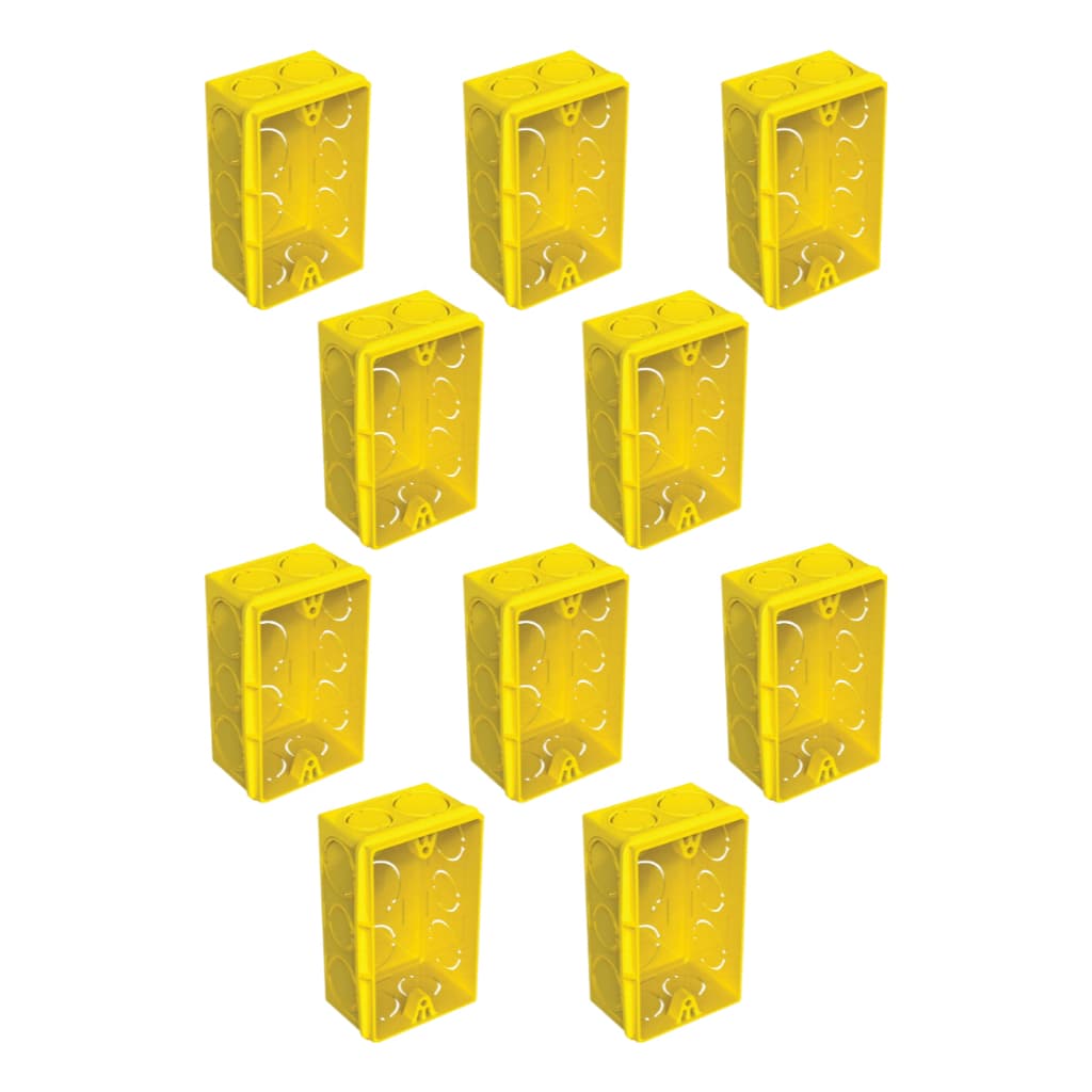 Kit 10 Caixas De Luz De Pvc Retangular 4x2 Amarela