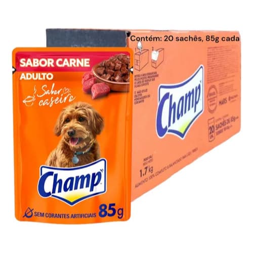 Ração Umida Champ Adulto 85g Escolha o Sabor -  Caixa Com 20 Unidades