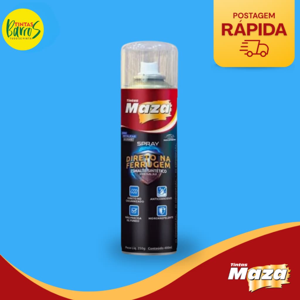 Tinta Spray Esmalte Sintético Direto na Ferrugem 250G Maza