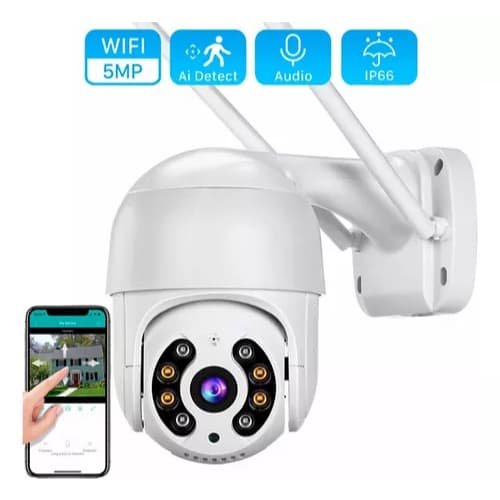 Câmera Externa Wifi Prova De Agua Rotativa Hd Longo Alcance Cor Branco