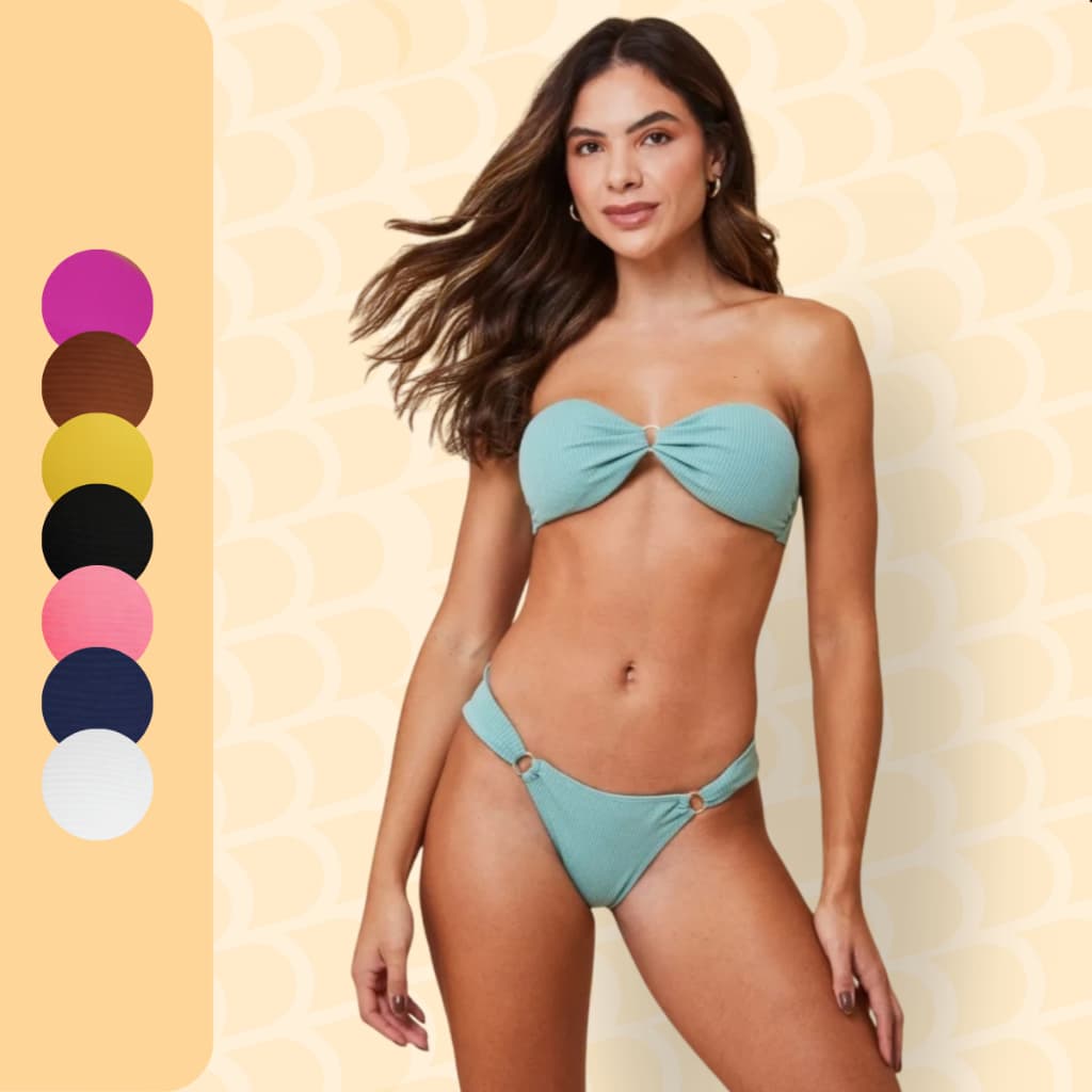 Conjunto Biquini Tomara que Caia Argola Alça Removivel em Poliamida Feminino Moda Praia Verão