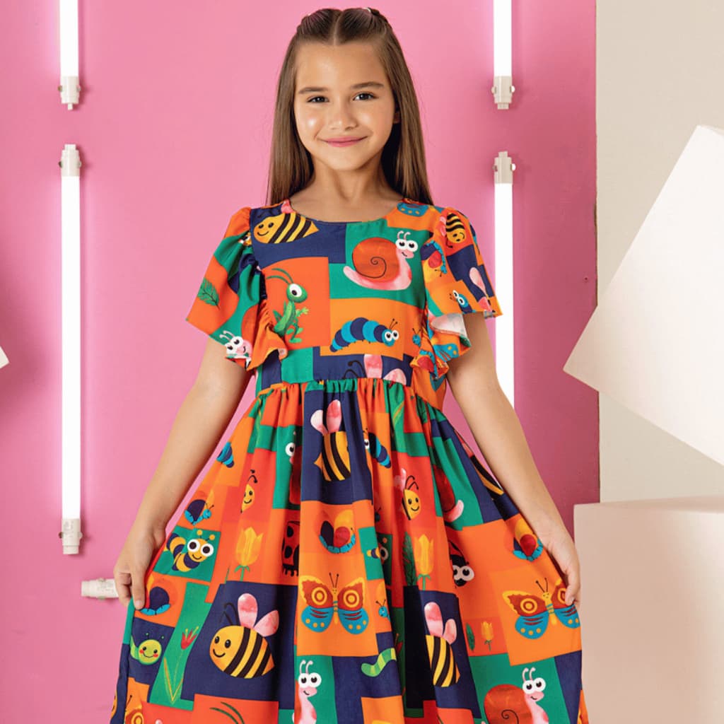 Vestido Infantil Menina Blogueirinha Evangelico Soltinho Juvenil Festa Moda Feminino Diva Babado