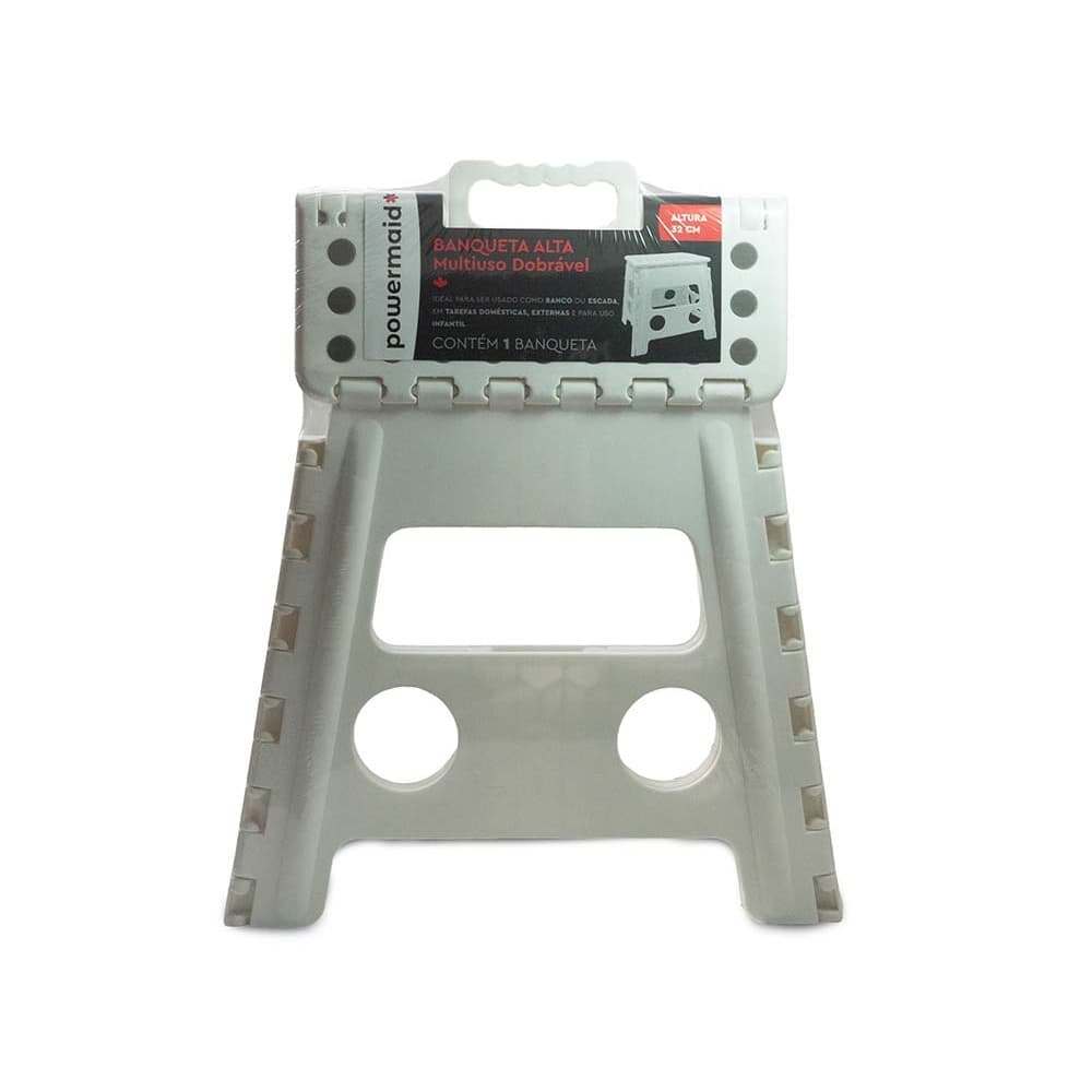 Banqueta Alta Banco Multiuso Dobrável Com Alça Até 150 kg Forte Portátil Powermaid Banquinho Camesa