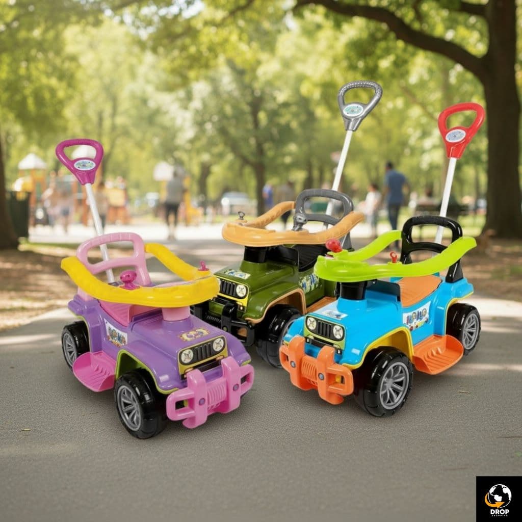 Carrinho passeio jip jip maral guidão direcional militar multicolor rosa Quadriciclo Infantil Haste
