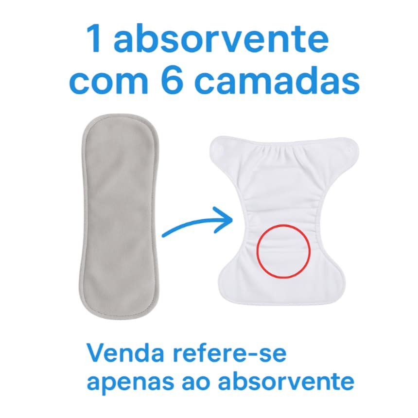 Absorvente Toalha c/6 Camada Para Fralda Ecológica Reutilizável de Pano