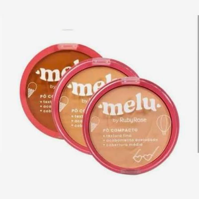 Pó Compacto Melu Ruby Rose com Acabamento Aveludado 10g