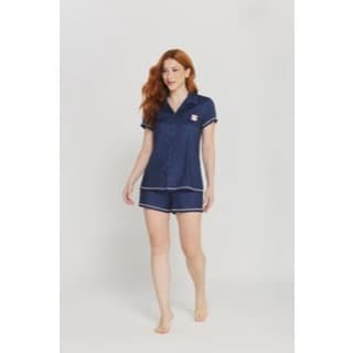 Pijama Conjunto Americano Verão Camisa Short Azul Poa Danka DK 0351