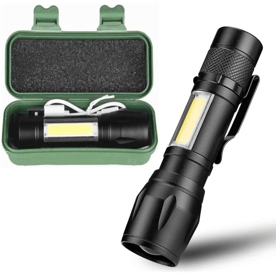 Mini Lanterna Tática Com Led E Zoom Recarregável USB Lampiao