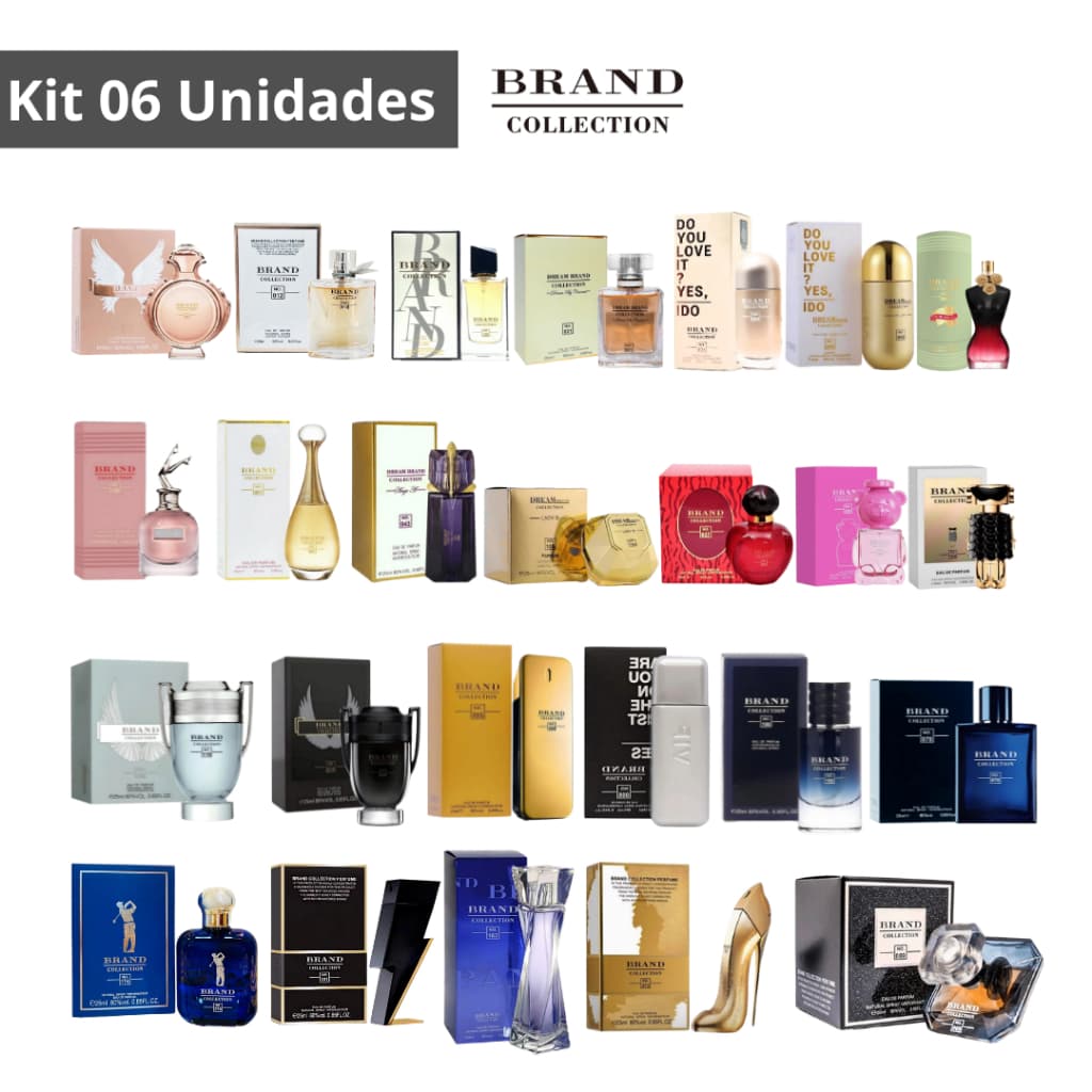 Kit 06 Perfume Feminino e Masculino Miniatura Brand Collection 25ML Inspiração Perfume Importado