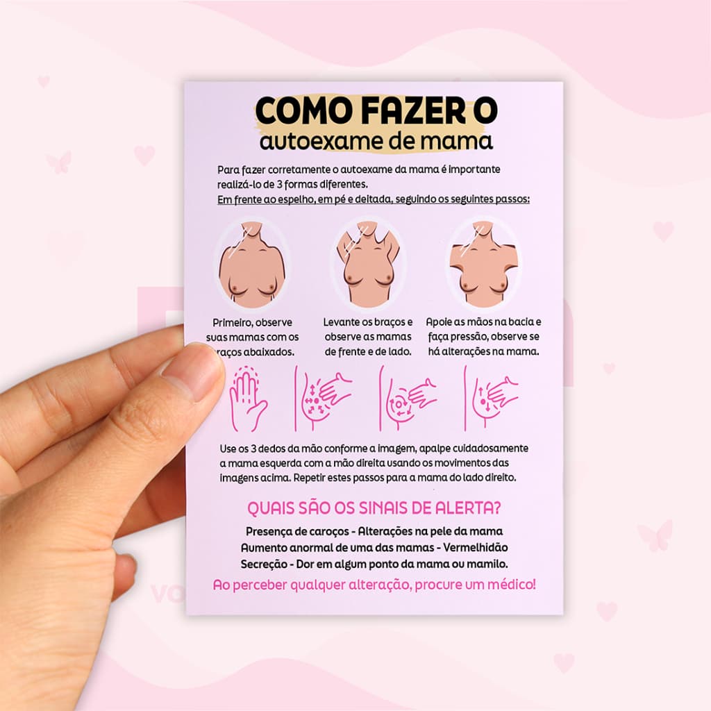 Panfletos Outubro Rosa – Autoexame de Mama 10x7cm