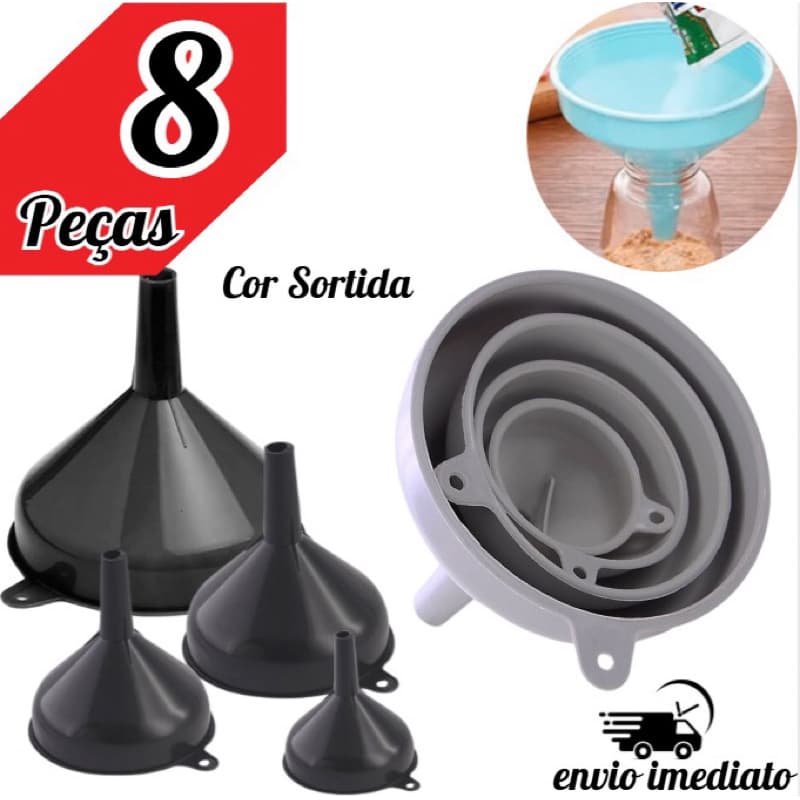 Funil de Plástico P/M/G/GG Multiuso Para Cozinha Bar Festa Evento Oficina Cores Sortidas