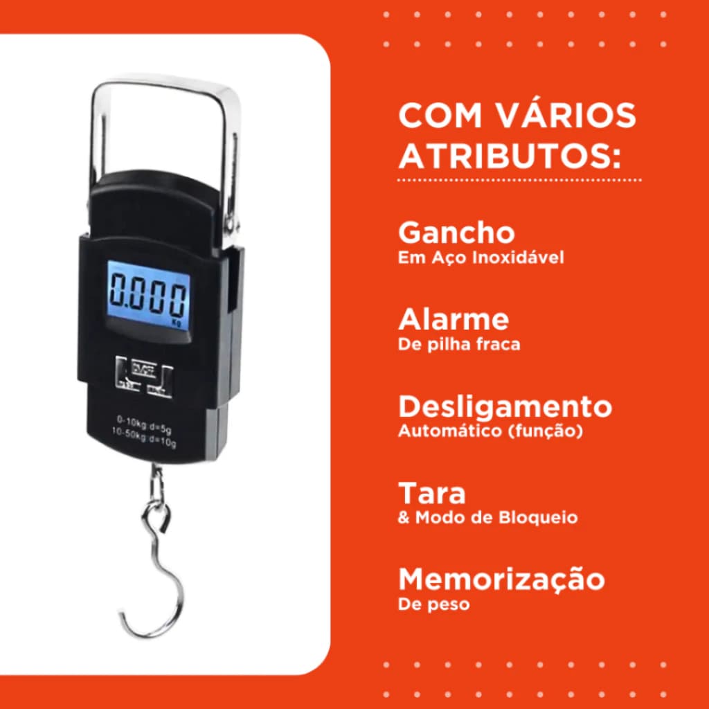 Balança Portátil Digital Mão Mala Bagagem Pesca Até 50kg