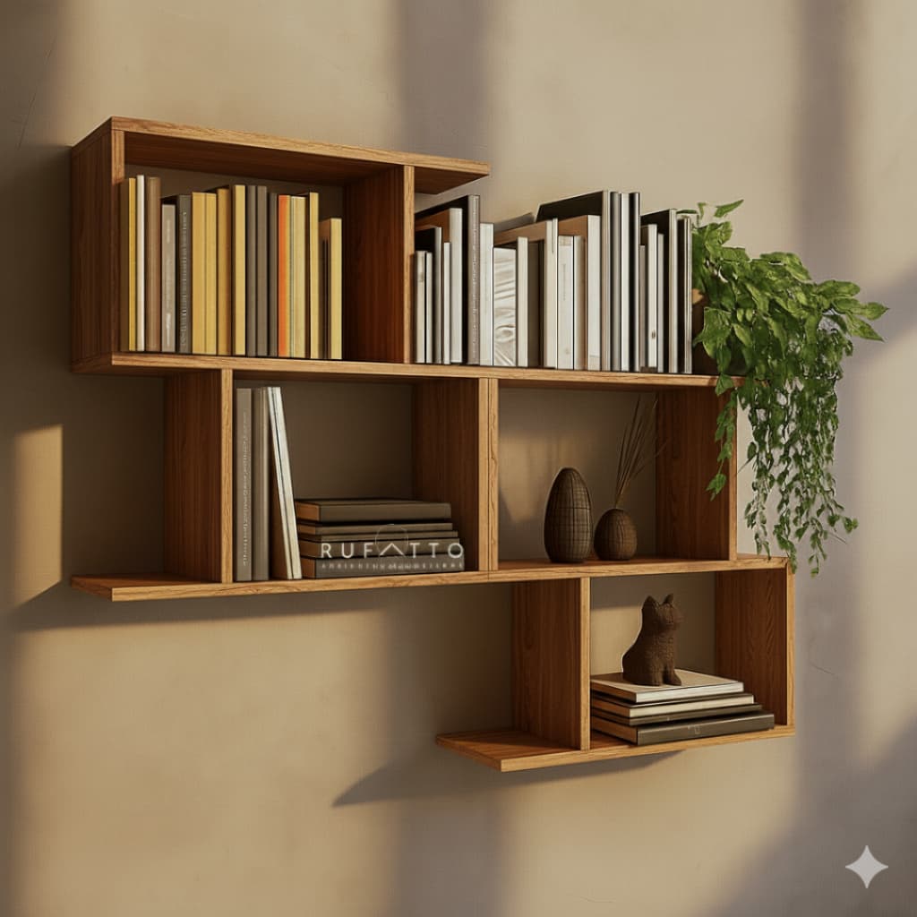 Kit 2 Nichos Zig MDF 15mm amadeirado Freijo| Estante de Livros e Prateleira Decorativa Parede 60cm