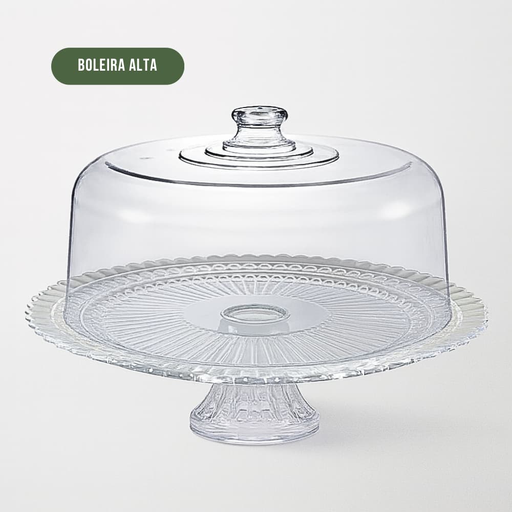 Boleira C/ Tampa Luxuosa Tortas Doces Cozinha Base Vidro Tampa Acrílico - Ruvolo Viena