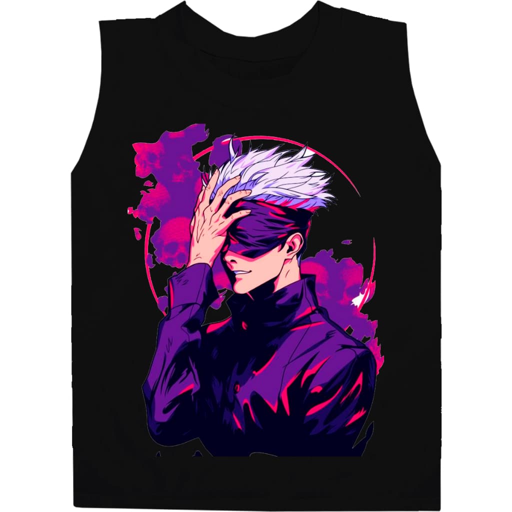 Regata Camisa Masculina Básica Camiseta Qualidade 100% Algodão Estampa Gojo Lado Tamanho 2 ao GG