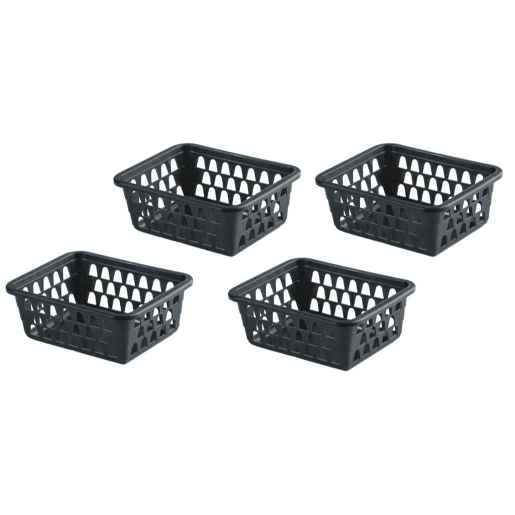 Kit 4 Cestinho Organizador Preto Gaveta Armário Escritório Higiene Prateleira