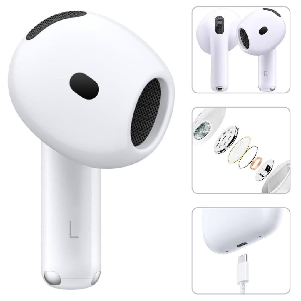 Fone de Ouvido Bluetooth Sem Fio 4ª Geração Som 360º Compatível iOS Android Estojo USB-C Premium Linha Pro