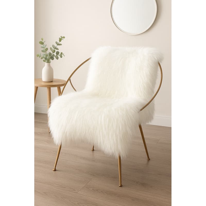 Manta Pelego Pelo Alto Luxo BRANCO Sofás,Cadeiras, Fotos 100 X 40 CM PROMOÇÃO