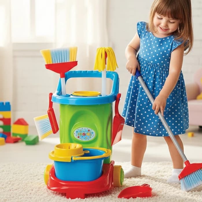 Carrinho De Limpeza Infantil Brinquedo (Carrinho Completo) faz de conta vassoura balde