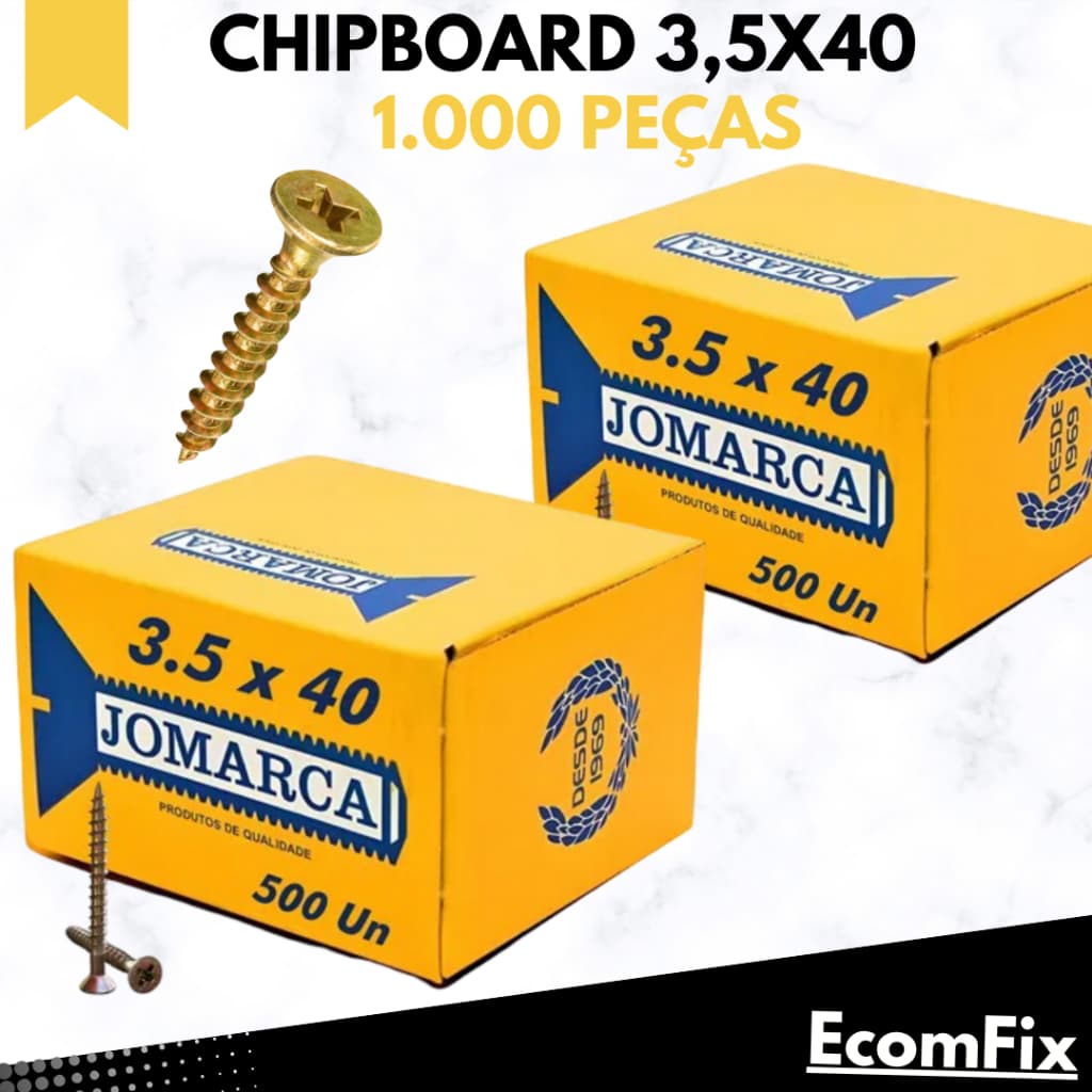 Parafuso Chipboard 3,5 X 40 Chata Phillips para Madeira - Caixa Com 1000 Peças - JOMARCA