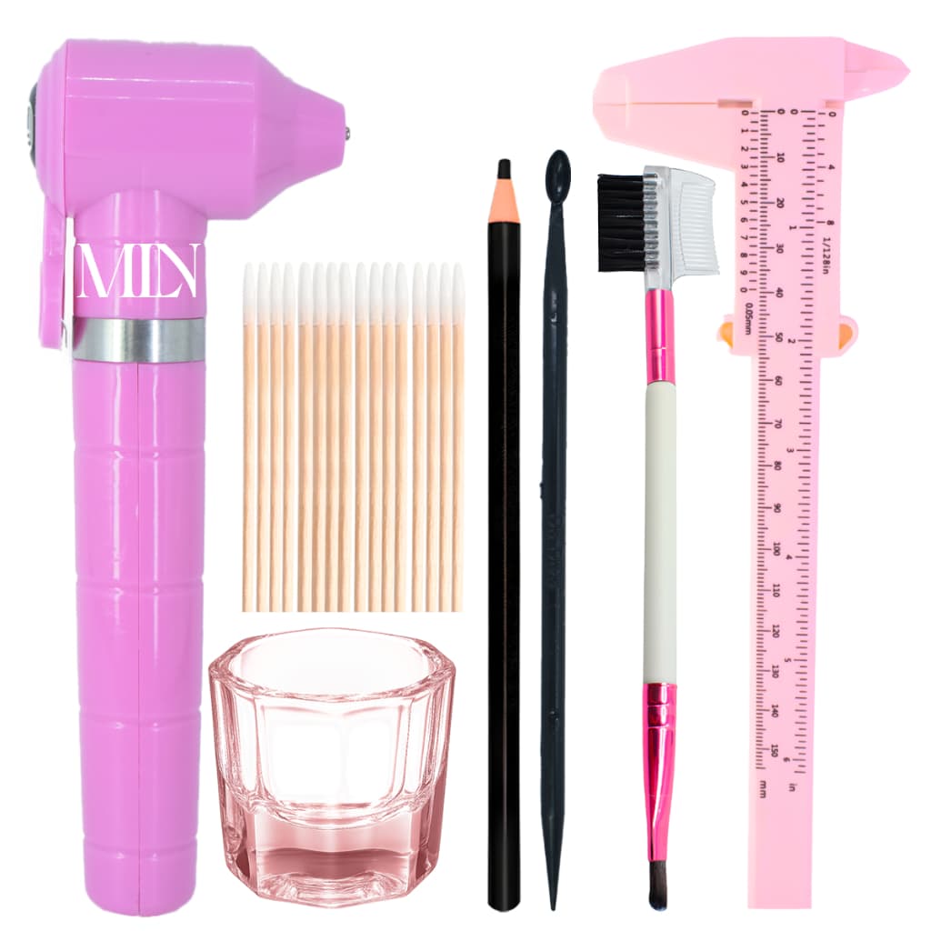 Kit Profissional de Design de Sobrancelhas Paquímetro Henna Mixer Dappen Pincel Lápis Palito
