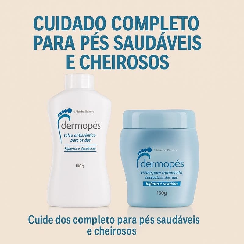 Kit Dermopés Abelha Rainha – Talco Antisséptico + Creme Hidratante para os Pés (Cuidado Completo)