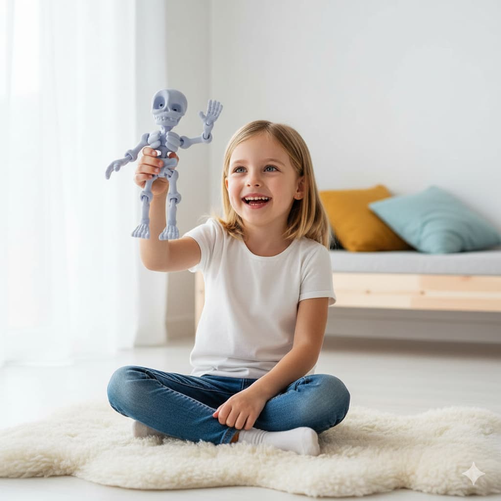 Esqueleto Boneco Articulado 17cm Brinquedo Criativo e Decorativo para Halloween, Coleção