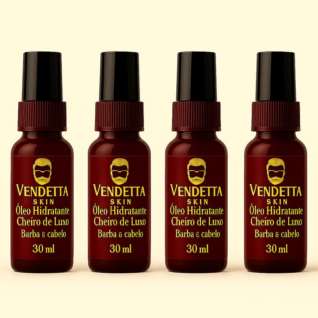 Ki t- 4 Óleos Hidratante Premium para Barba e Cabelo Vendetta Skin – Hidratação, Brilho e Maciez