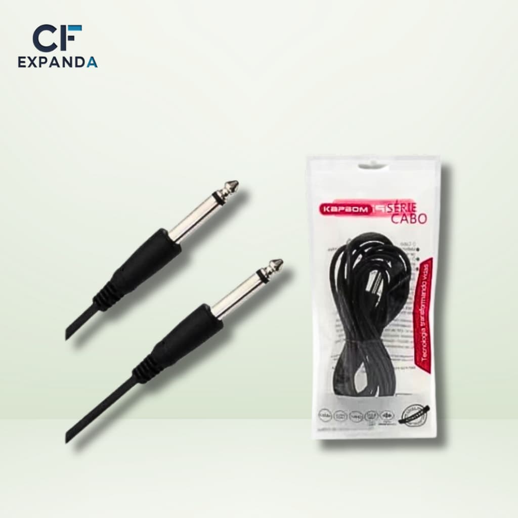 Cabo P10 para P10 3 metros Preto Kapbom Kap-p10-p10 Mono
