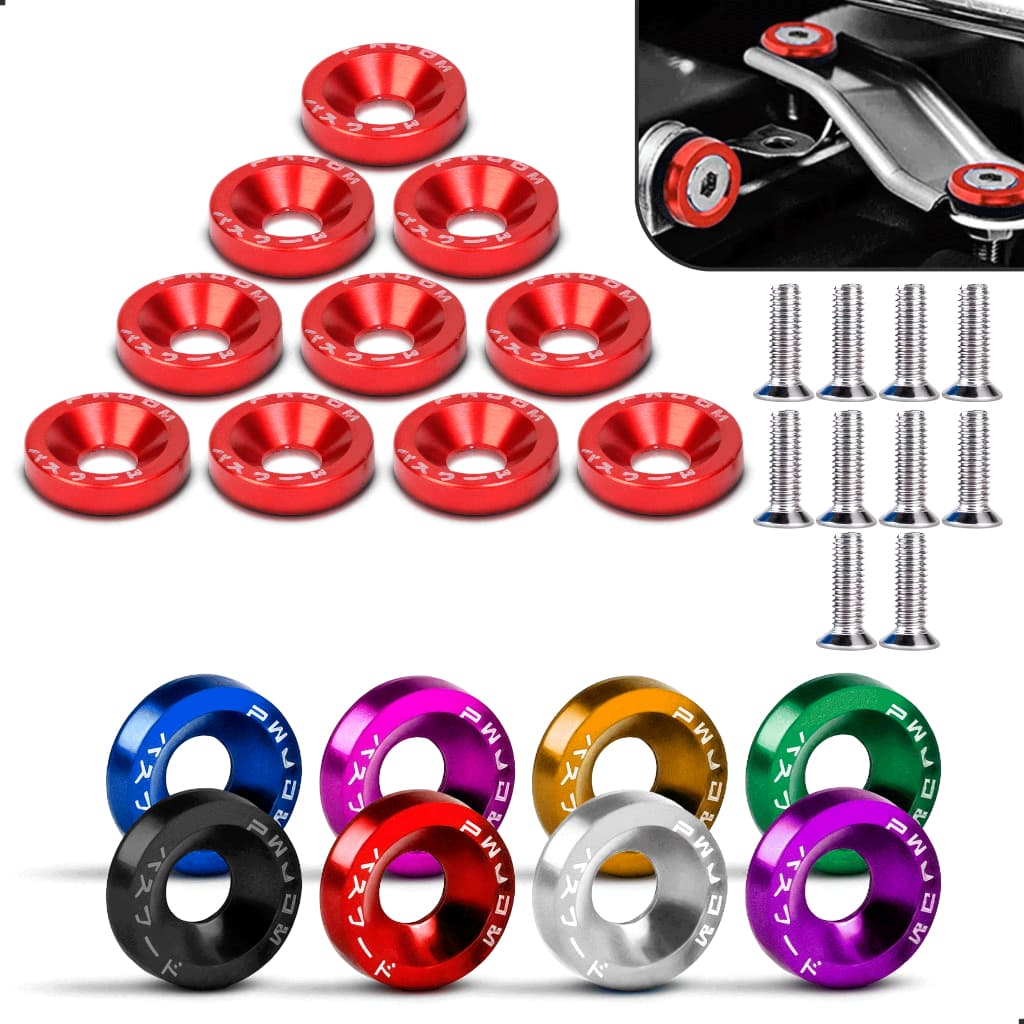 Kit 10 Parafuso Arruela Anodizadas M6x20mm Jdm Tuning Carro Moto