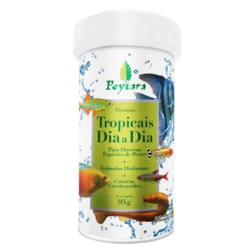 ração para peixes poytara tropicais dia a dia 95g para peixes ornamentais aquarios