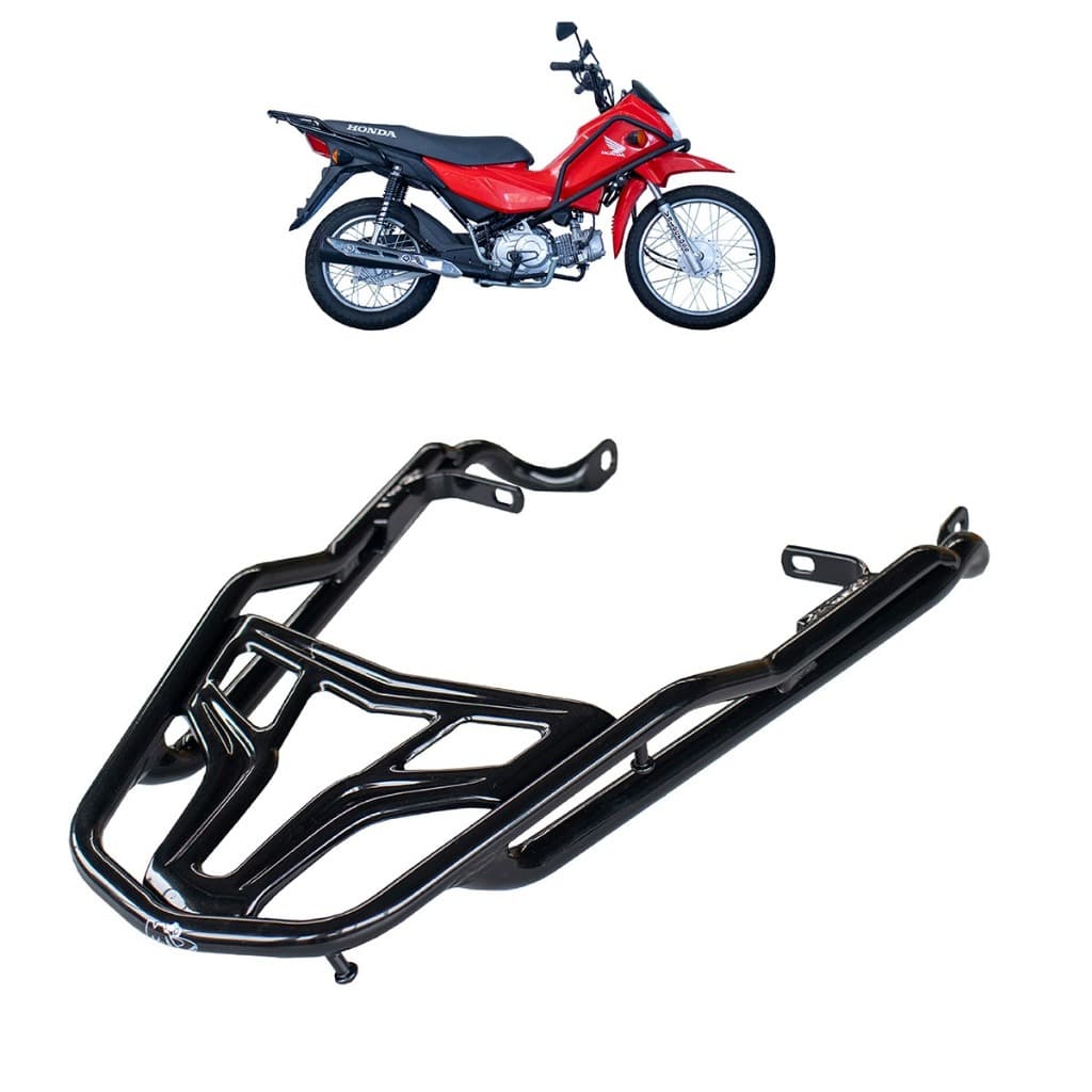 Bagageiro Churrasqueira Moto Pop Ed 110 2015 Até 2025 Alongado Reforçado Encaixe Universal Para Bau