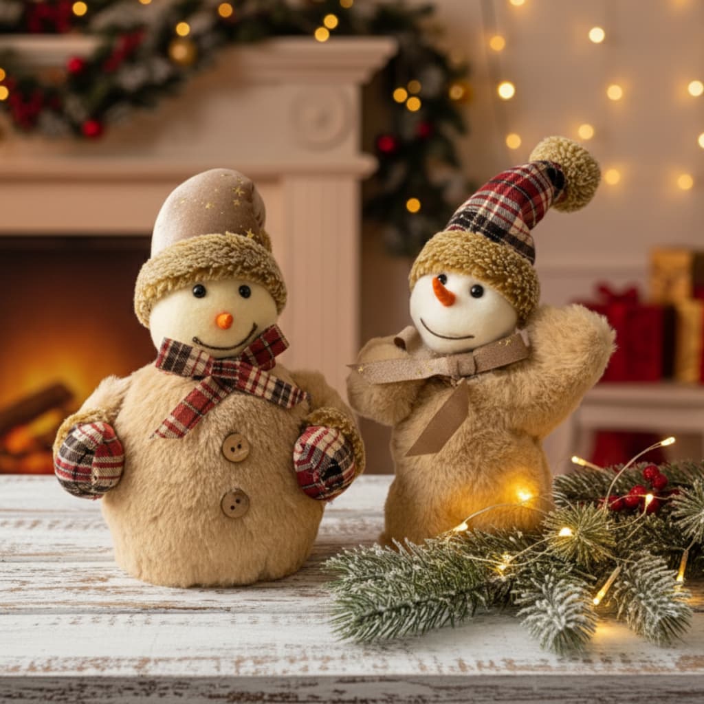 Boneco de Neve Decoração Natal 30cm Pelucia Isopor Premium Luxo Natalino Presente Decore