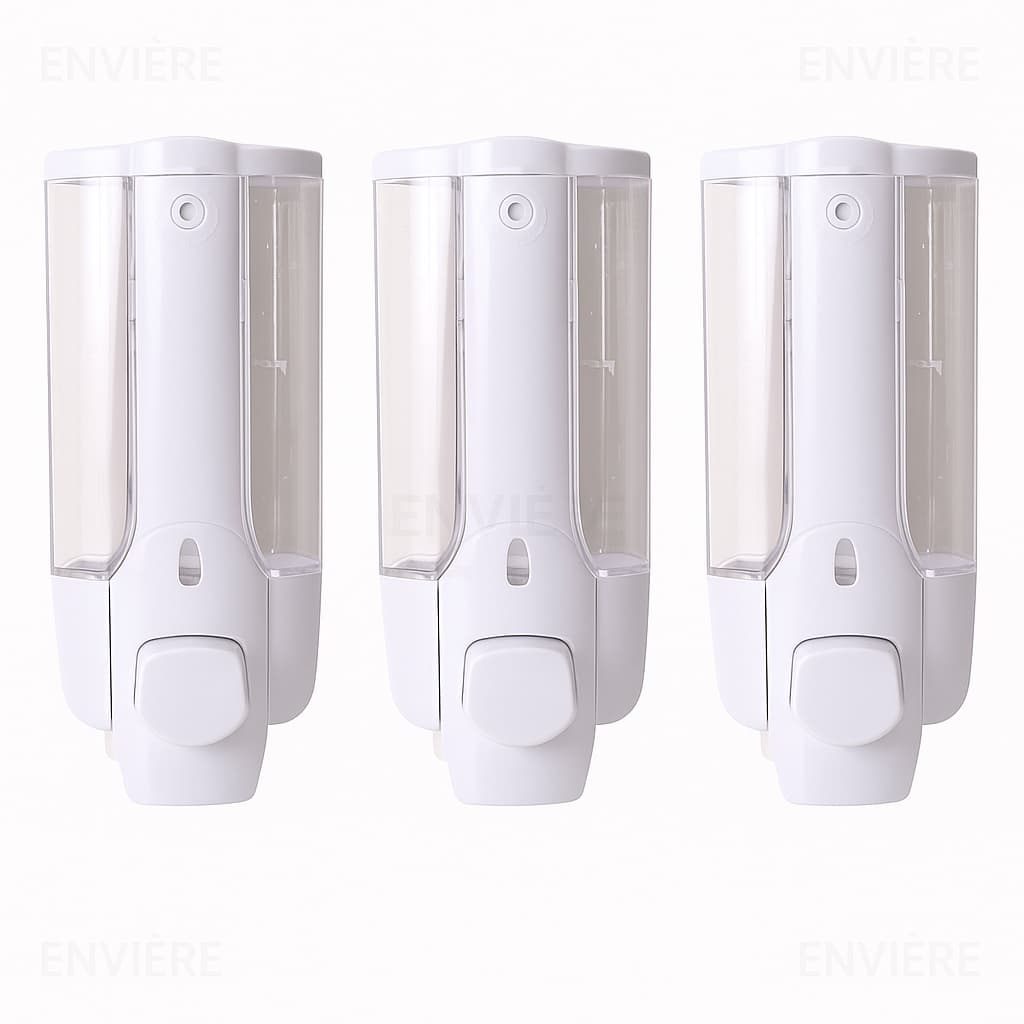 Kit com 3 Dispensers para Sabonete Líquido/Shampoo/Detergente/ Álcool Gel 350ml (sem chave)