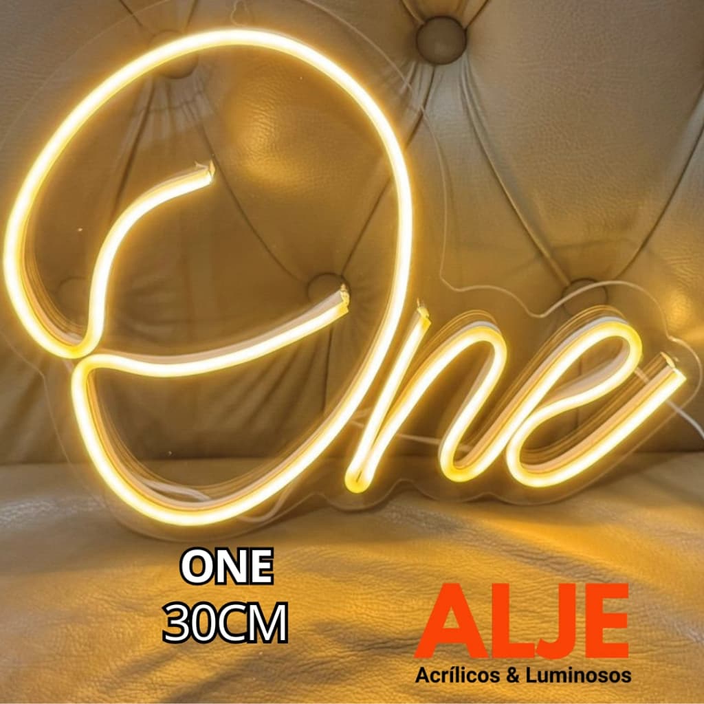 Painel ONE Led Letreiro Luminoso Quente Frio Festa Decoraçao Brilho amarelo branco acrilico cristal