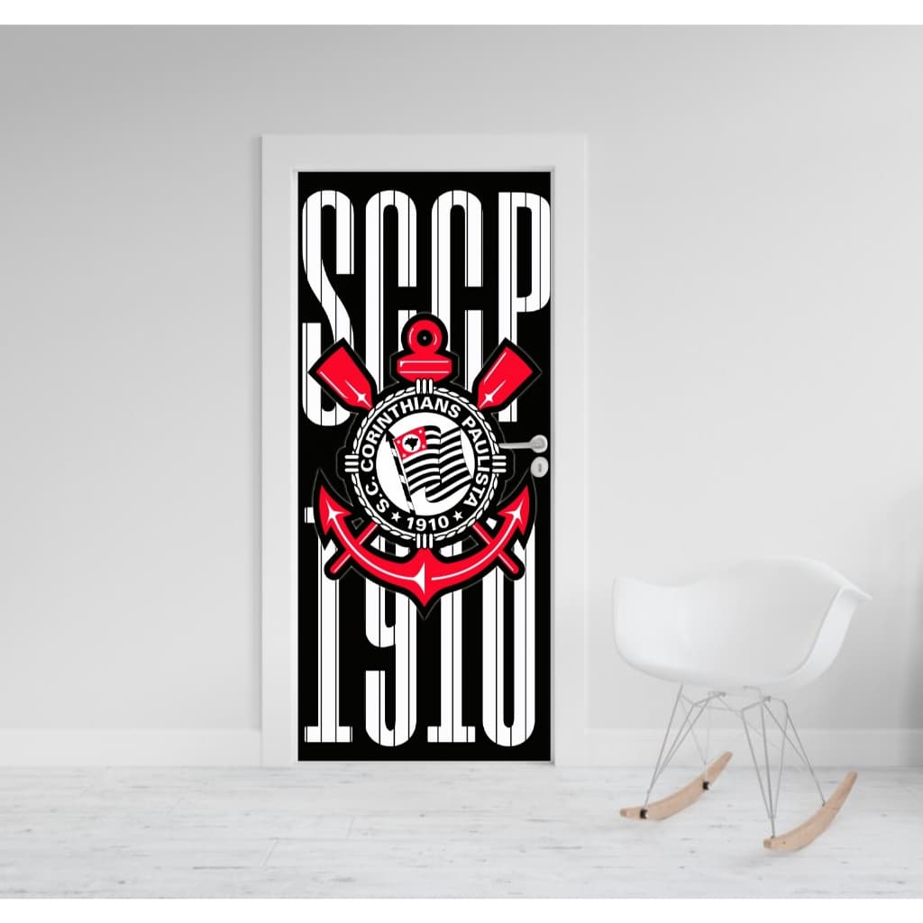 Adesivo Decorativo Para Portas Corinthians Time Futebol Brasileiro Decoração