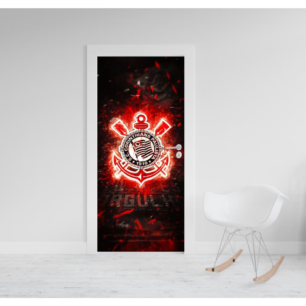 Adesivo Decorativo Para Portas Corinthians Time Futebol Brasileiro Decoração