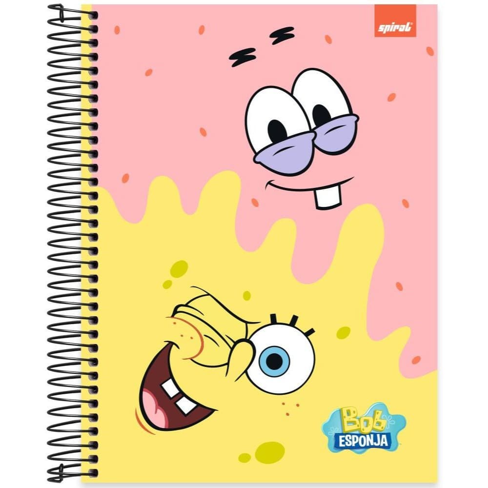 Caderno Universitário Capa Dura 10 Matérias, 160 Folhas, Bob Esponja