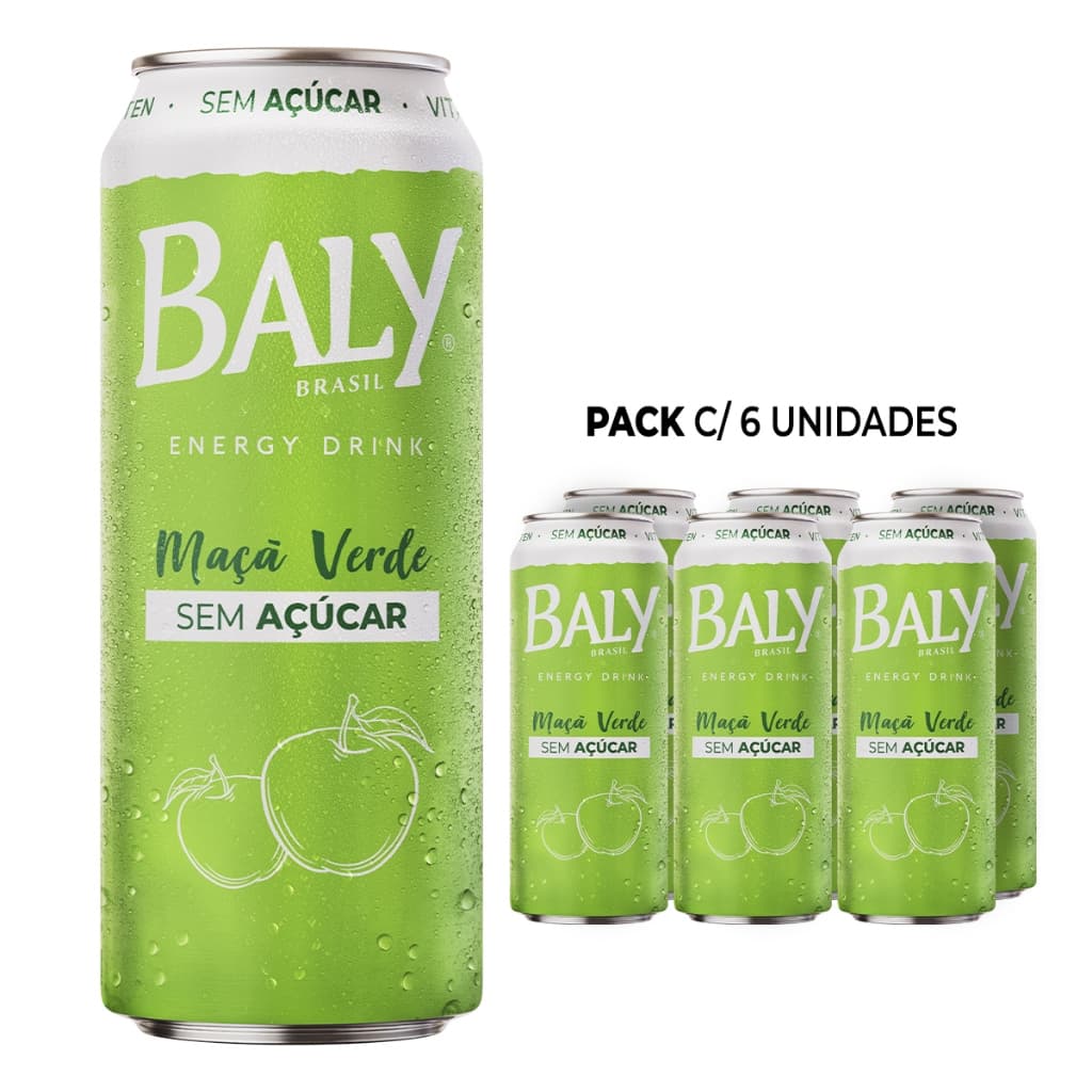 Pack Energético Baly Energy Drink Maçã Verde Sem Açucar 473ml
