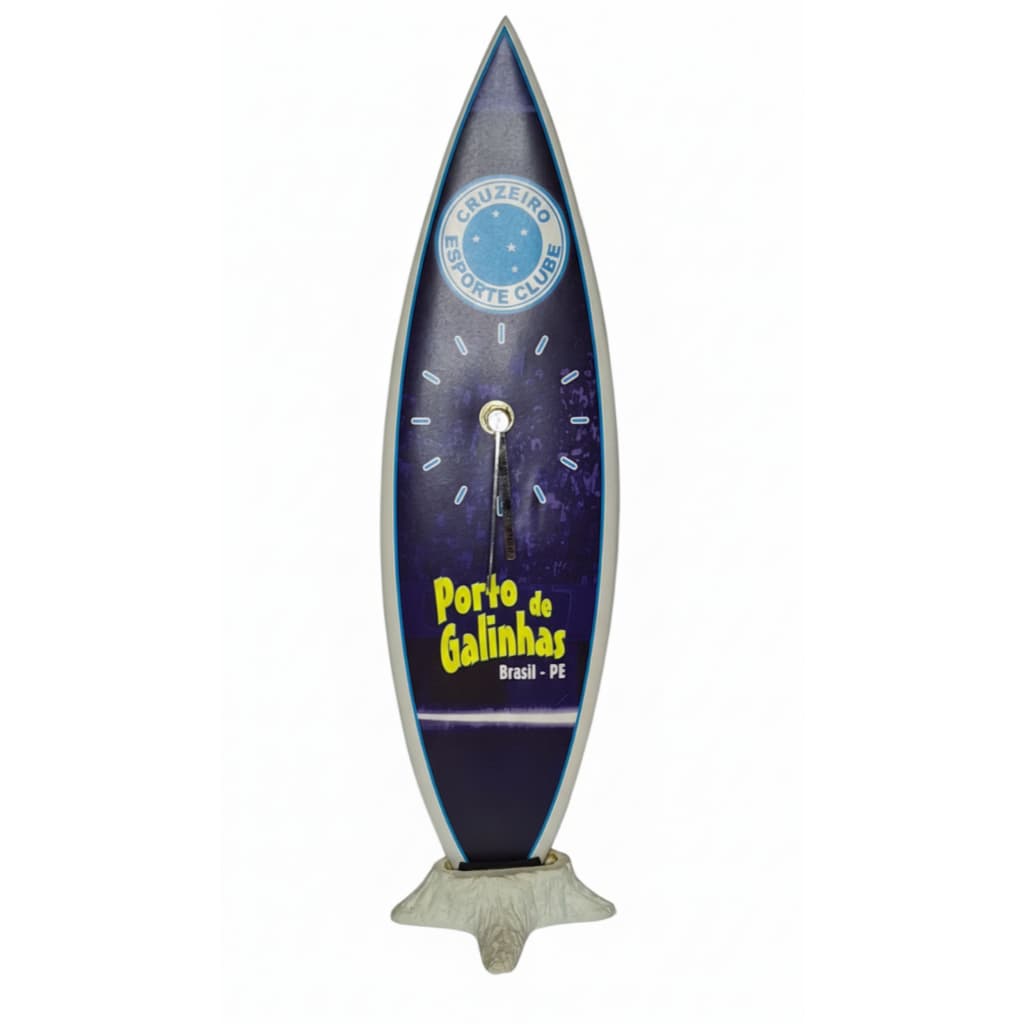 Relógio de Mesa Decorativo Prancha de Surf Vertical - Souvenir de Porto de Galinhas/Escudo do Cruzeiro