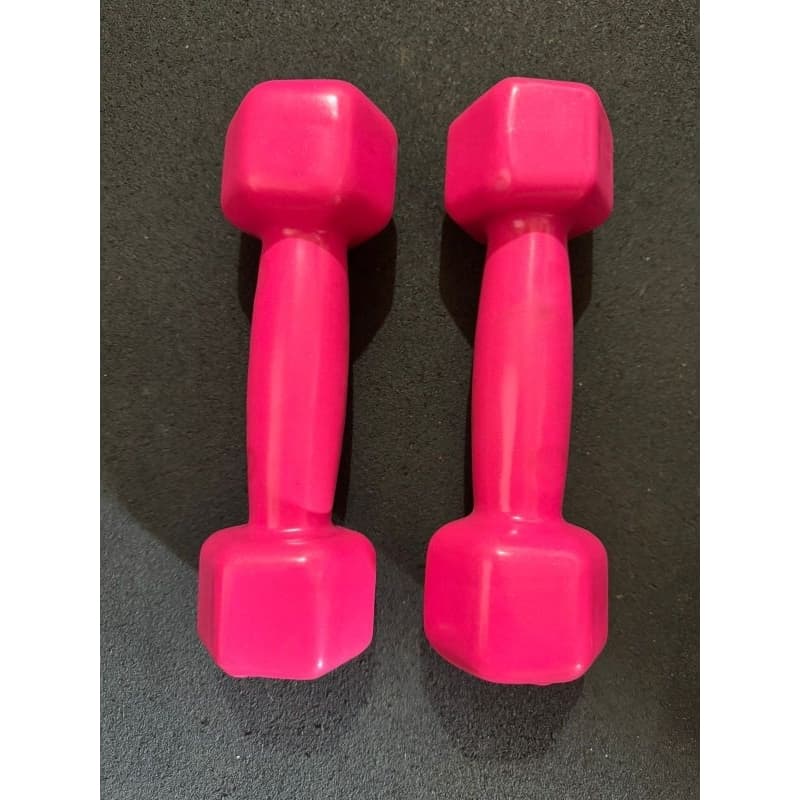 Par de halteres sextavado rosa 2kg leve defeito