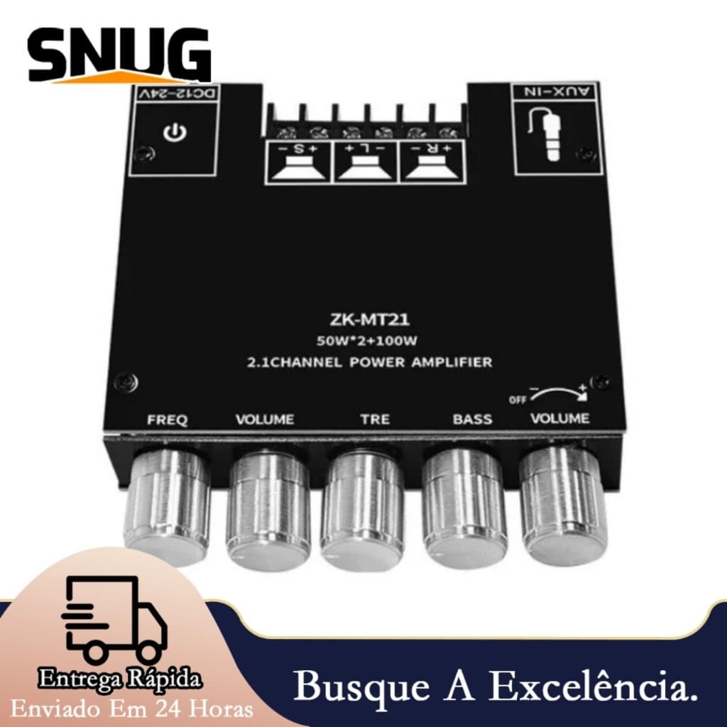 Placa Amplificadora Digital ZK-MT21 Para Canal Bluetooth 2.1 De Baixo Tom 5.0