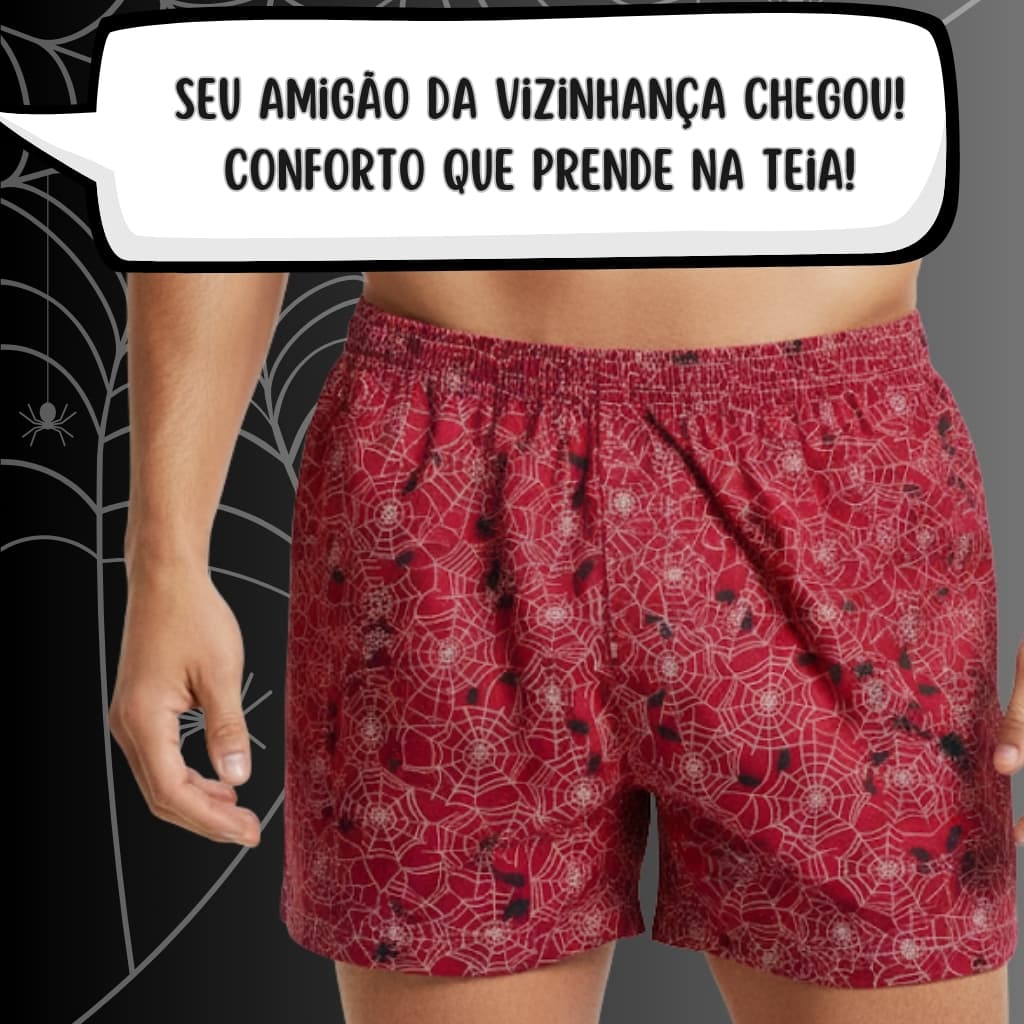 Samba Canção Homem-Aranha Adulto Conforto Teia Pijama Masculino Super Herói Marvel Presente Short Infantil Geek