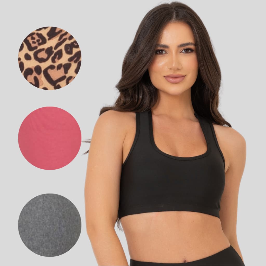 Kit 4 Top Nadador Feminino Elegante Sem Bojo Forrado Elasticidade Moda Fitness Confortável