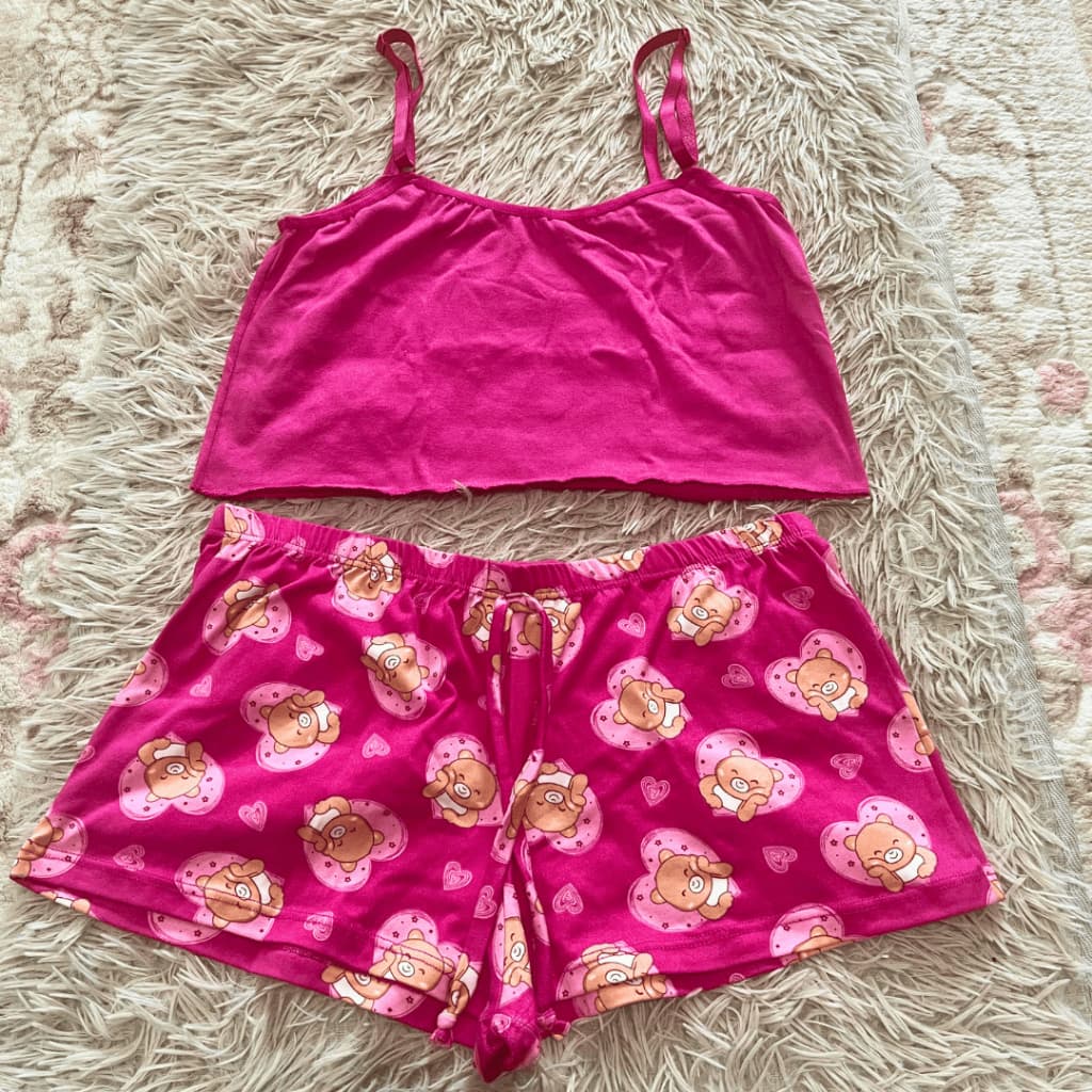 KIT 3 Baby Doll Croppd Pijama Curto Suede Feminino Verão Roupa De Dormir Confortável E Elegante