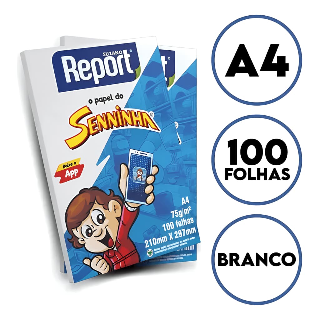 Papel Sulfite Report Senninha A4 Branco 75g 100 folhas - Opção com as Impressoras