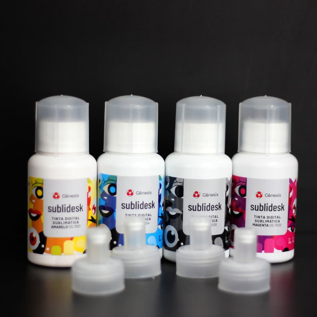 Tinta Sublimática Genesis Kit 4 Cores Com Variações: Bico Dosador, Cleaner, Papel A3 Live