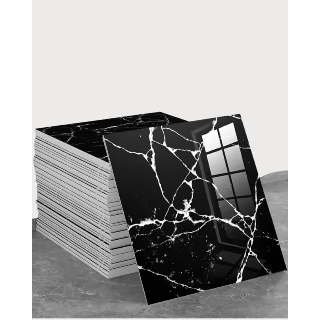 Placa Adesiva Tipo Mármore Preto 60x60  Luxo e Praticidade Sem Reforma